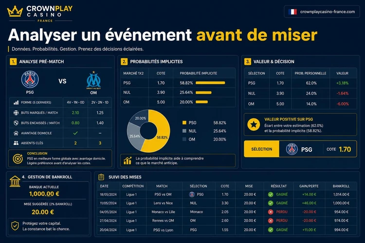 Analyser un événement avant de miser